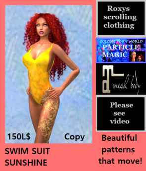 Second Life Marketplace - ROXYS SCROLLING SWIM SUIT~ SUNSHINE